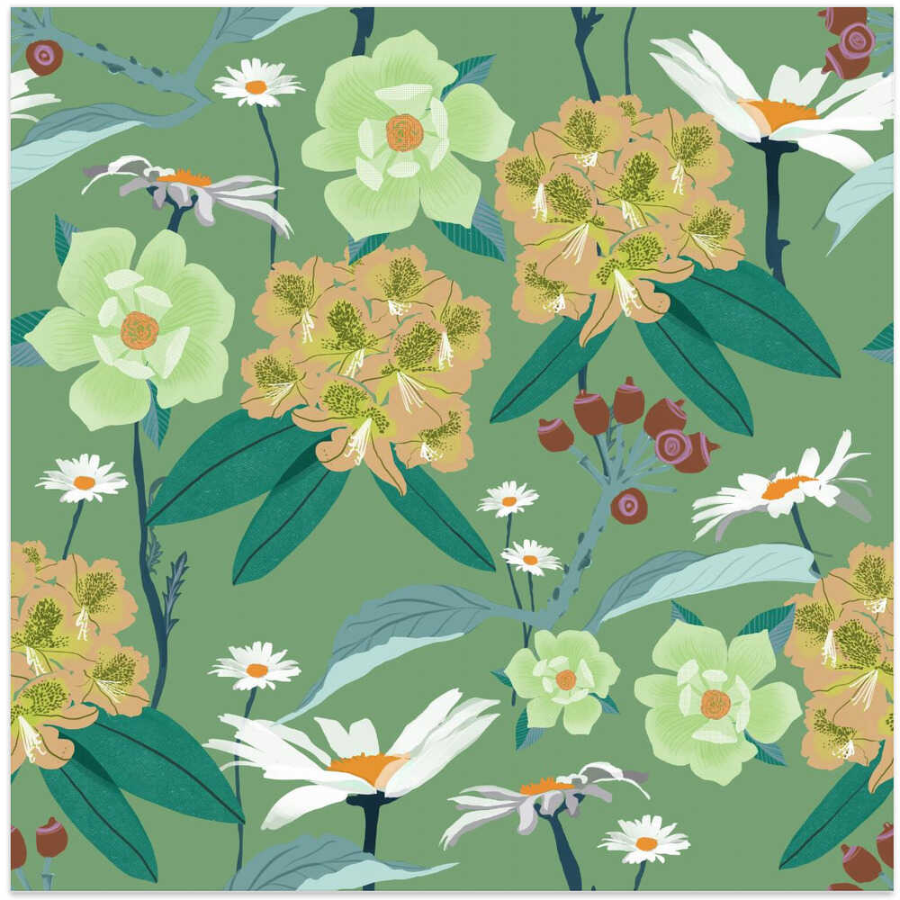 Rhododendrons and daisies