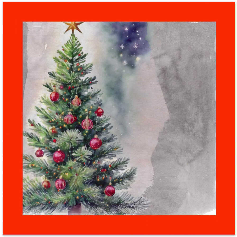Winter Scene: Christmas Tree Vintage Style 1