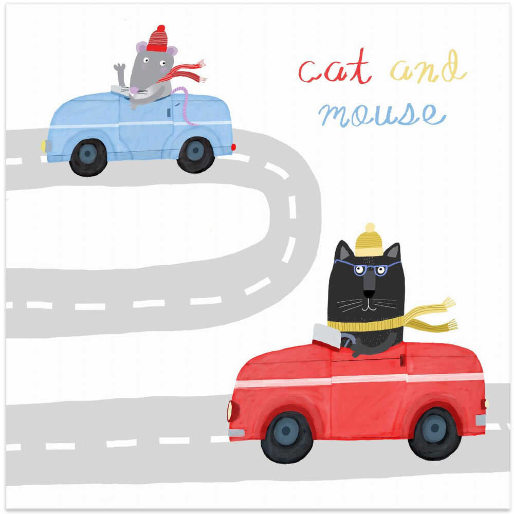 Cat and Mouse, Cute Illustration by Carla Daly