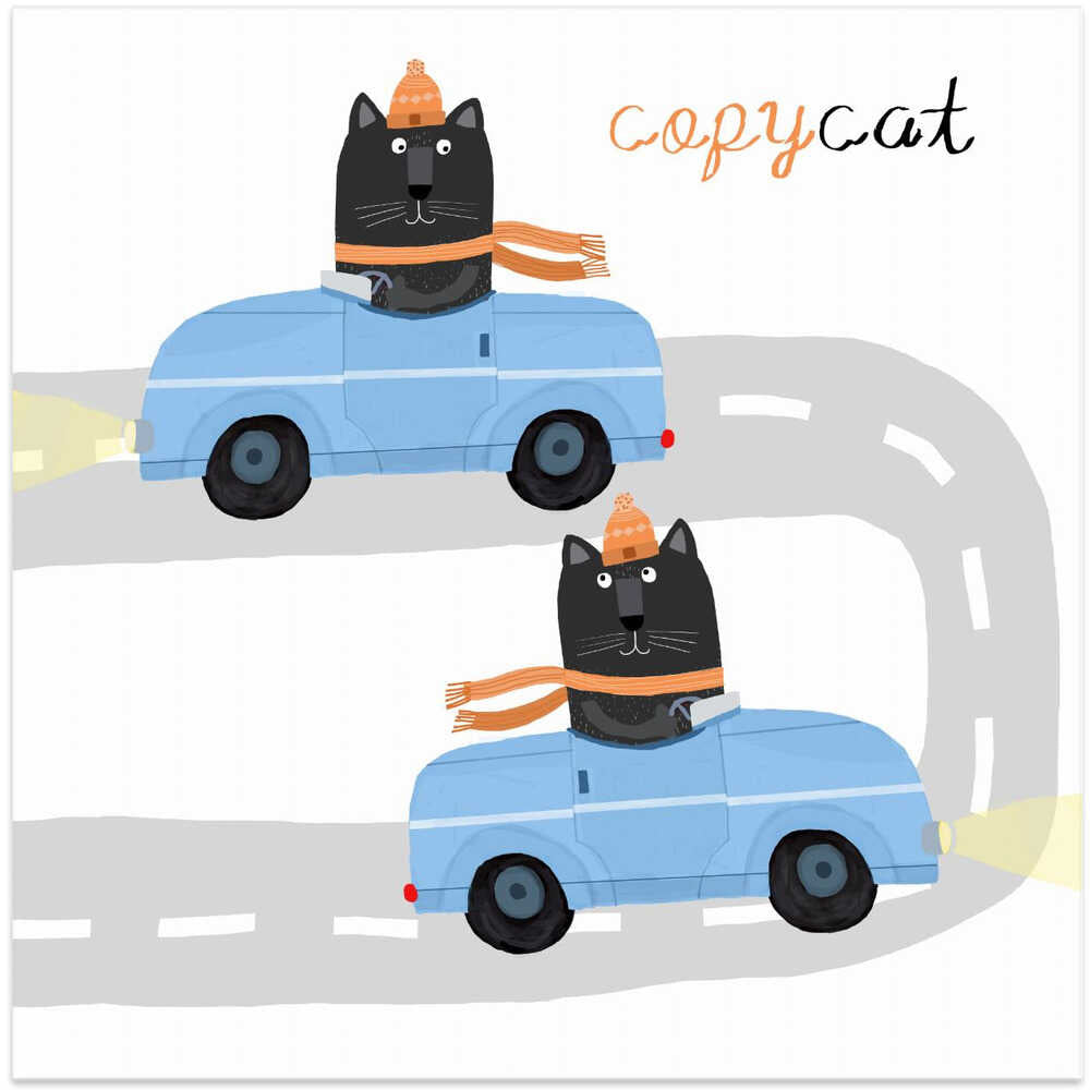 Copycat, Two Twin Cats Driving a Car by Carla Daly