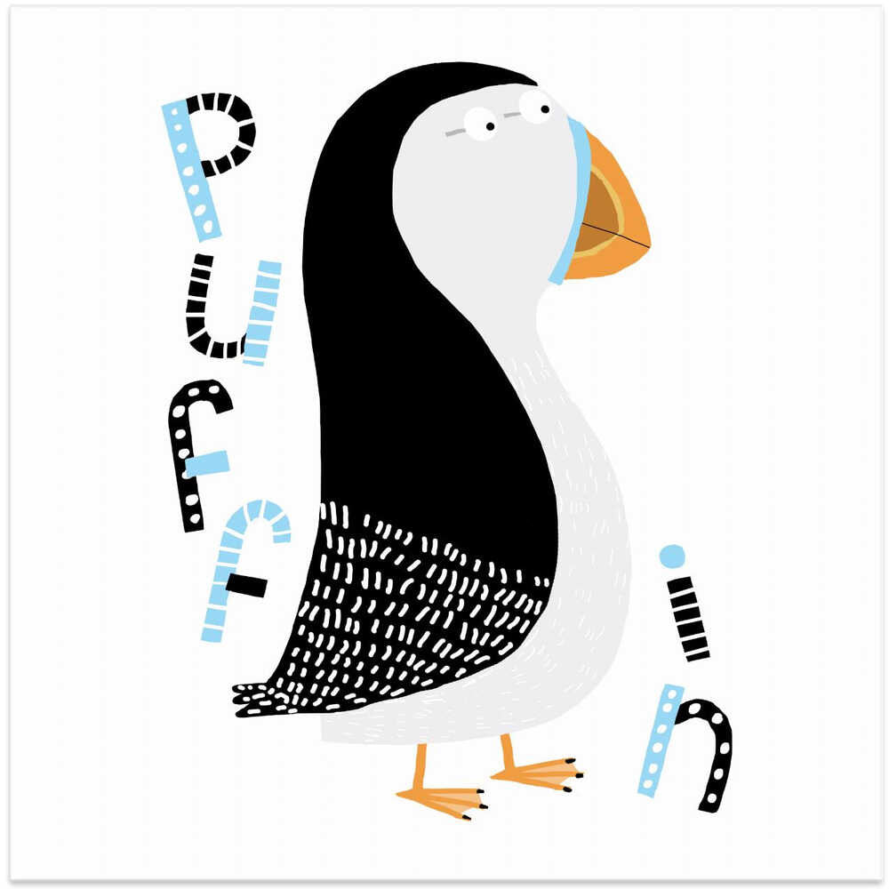 Cute Puffin with Typography by Artist Carla Daly