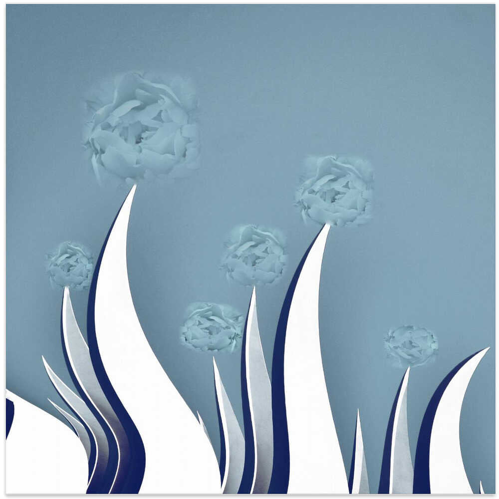 Elegant Blue Peonies Petals