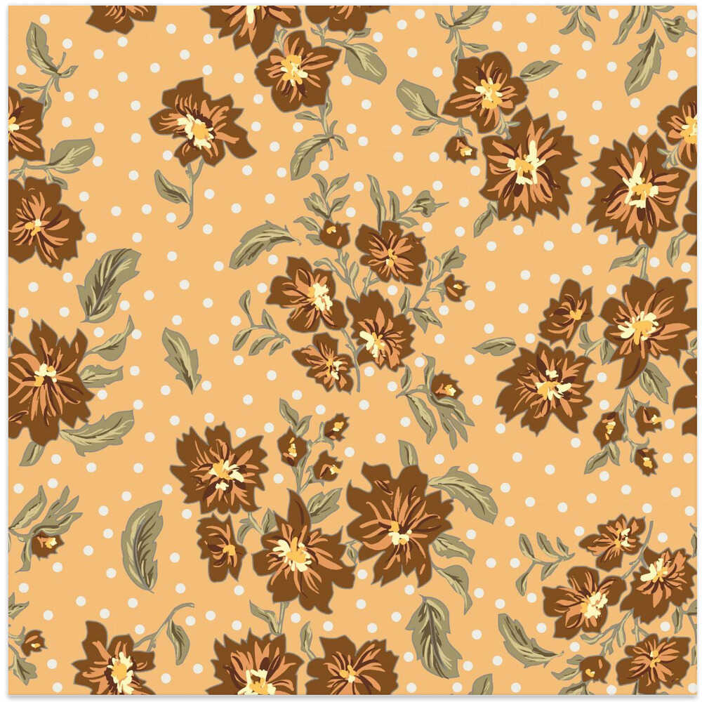 Floral Heritage bouquet yellow vintage pattern