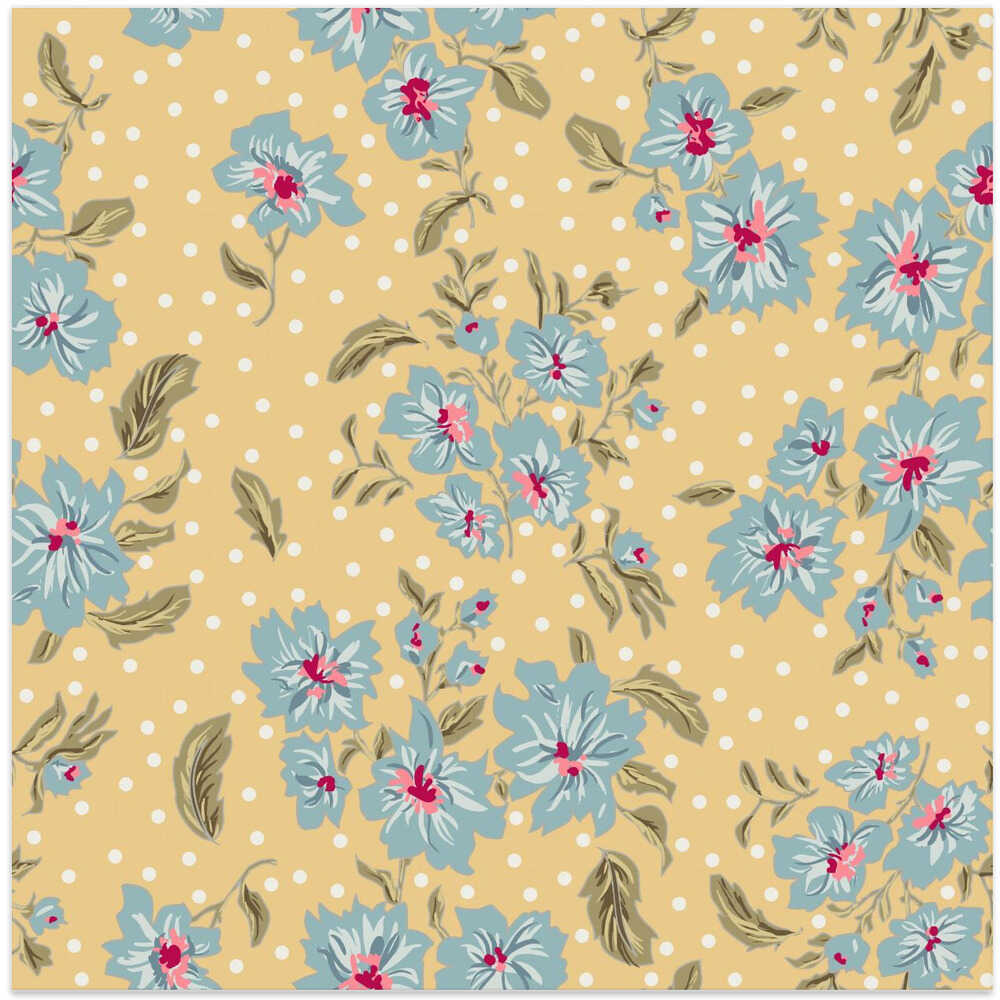 Floral Heritage bouquet vintage blue pattern