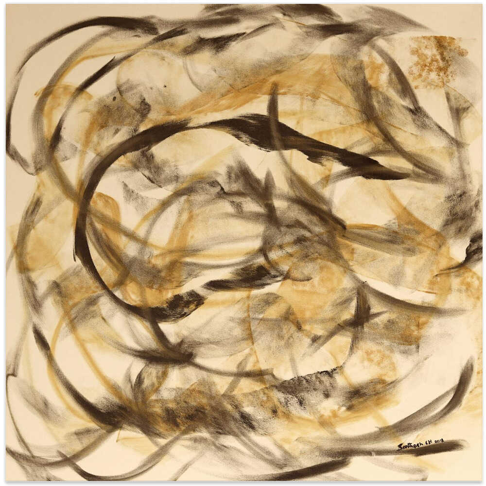 Dynamic Black And Brown Brushstrokes