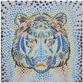 Tiger Face Composed of Multicolored Rhinestones