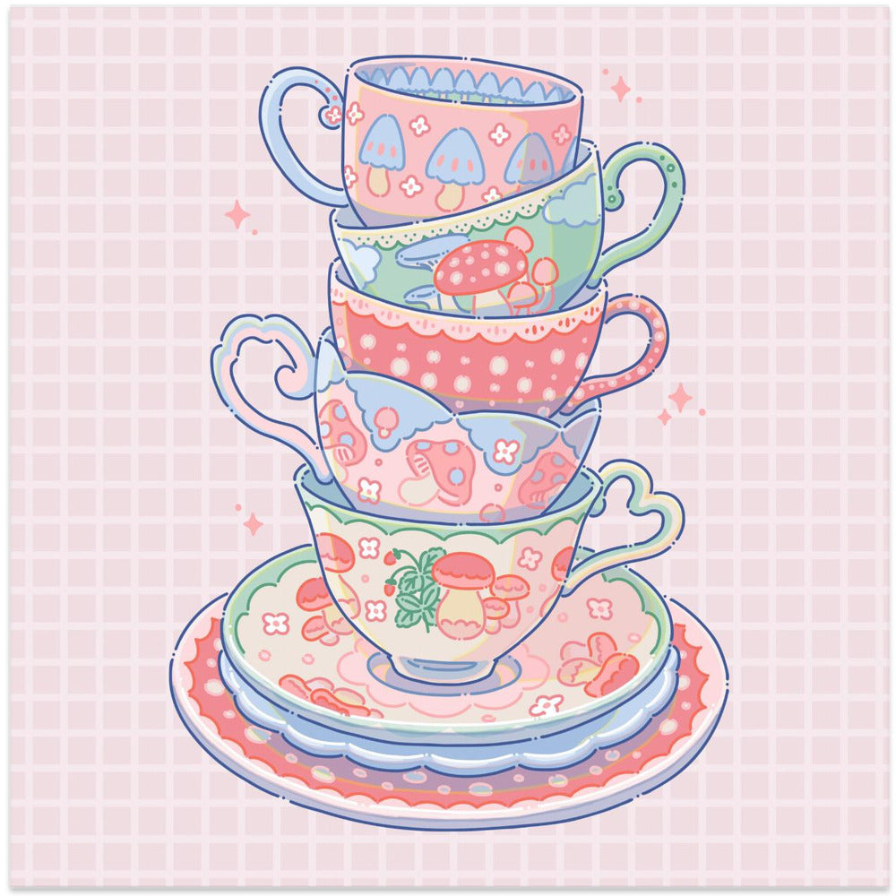 Teacup with Mushroom Patterns