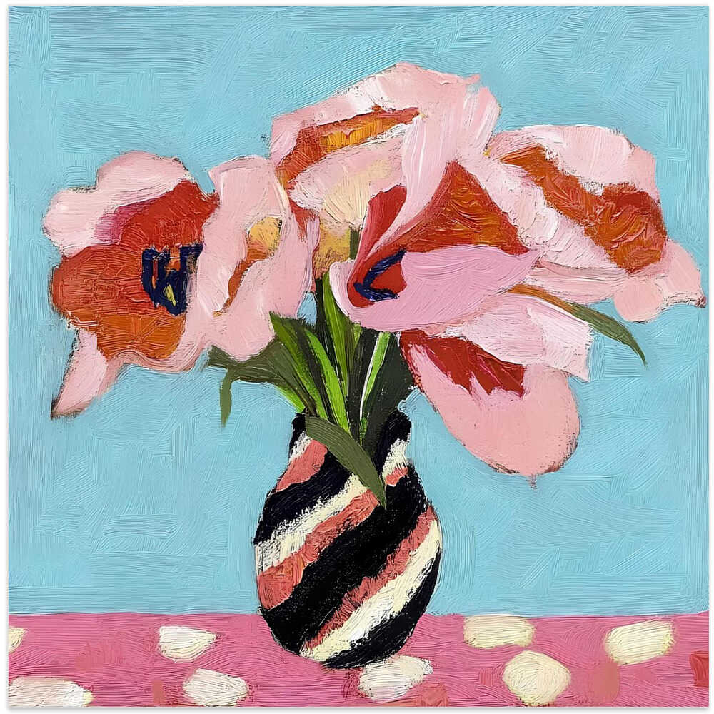Pink Tulips In a Vase