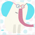 Cartoon Elephant with Electric Blue Ears