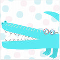 Humorous Electric Blue Crocodile Showing His Teeth