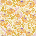 Maximalism 70s Retro Flowers Buttercup yellow and lilac pattern
